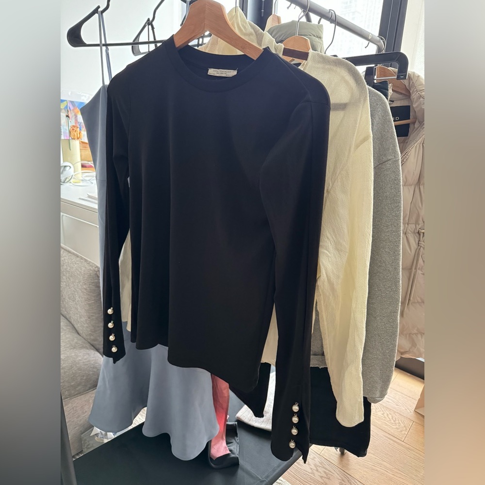 Zara Black Top with Pearl details